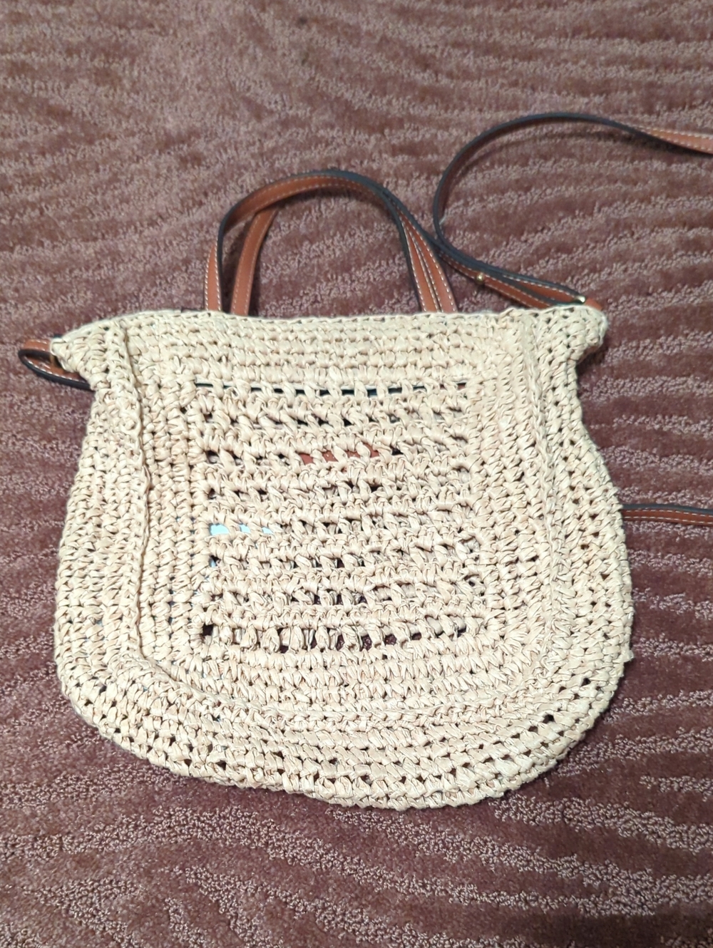 Mango Raffia Crossbody Bag